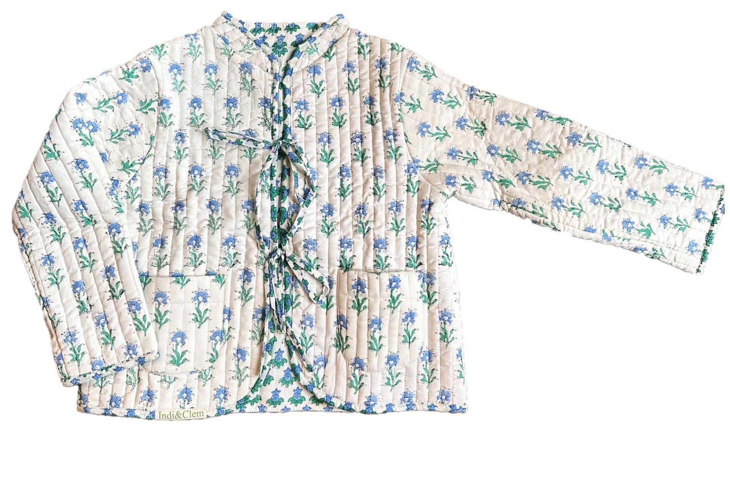 Blue Blooms Reversible Quilted Jacket