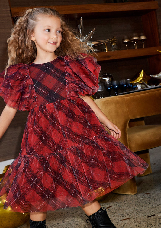 Girls Red Tartan Dress