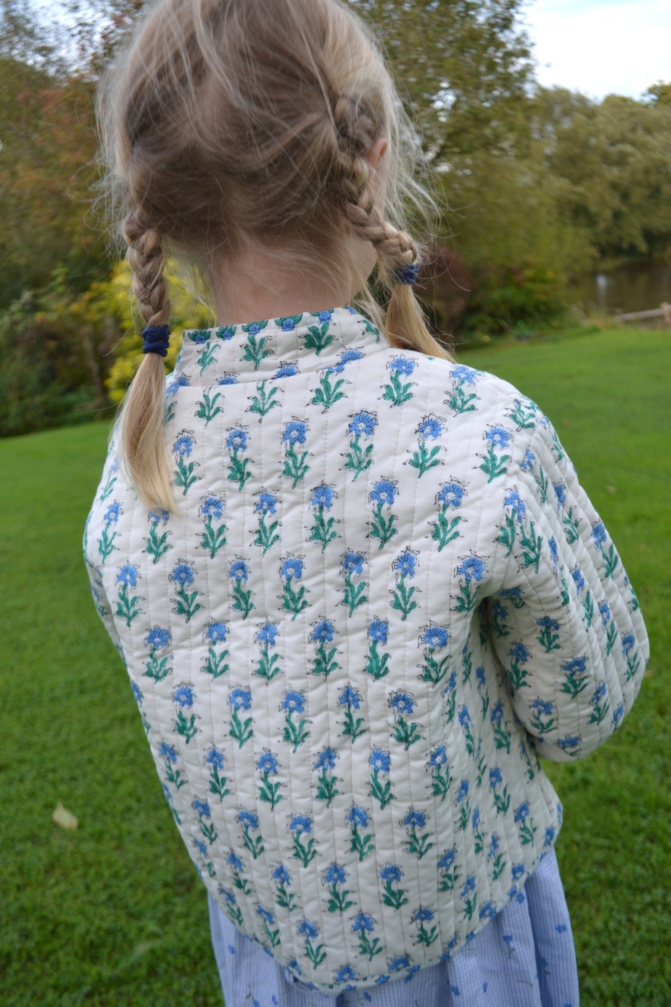 Blue Blooms Reversible Quilted Jacket