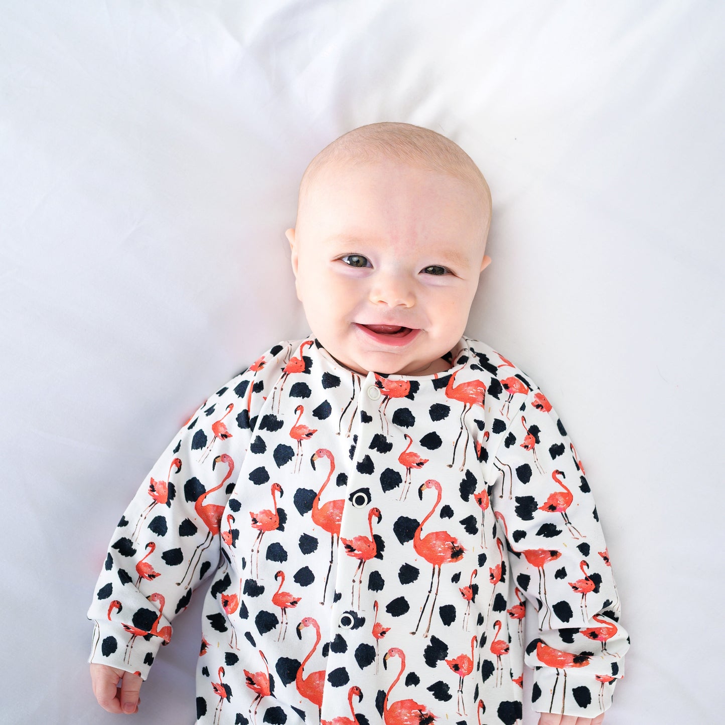 Dotty Flamingo Print Sleepsuit