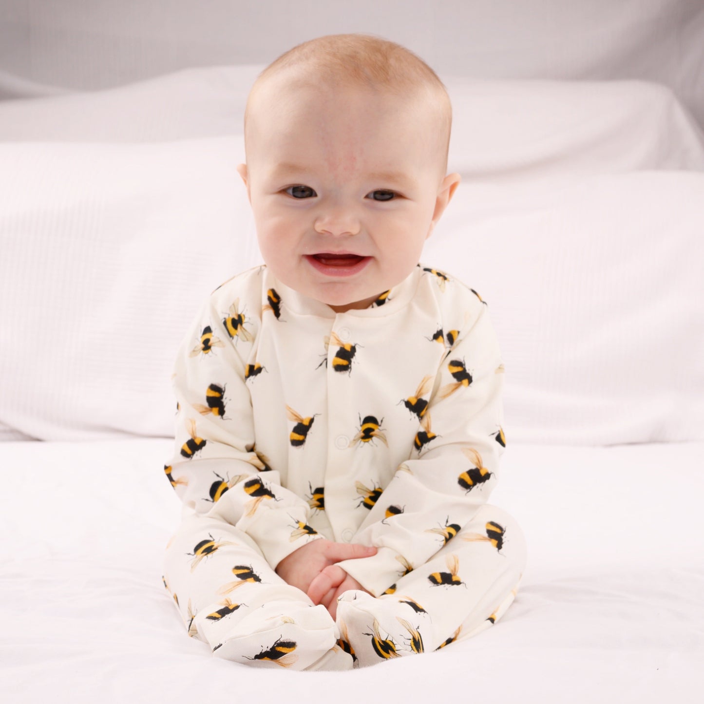 Bee Print Cotton Sleepsuit