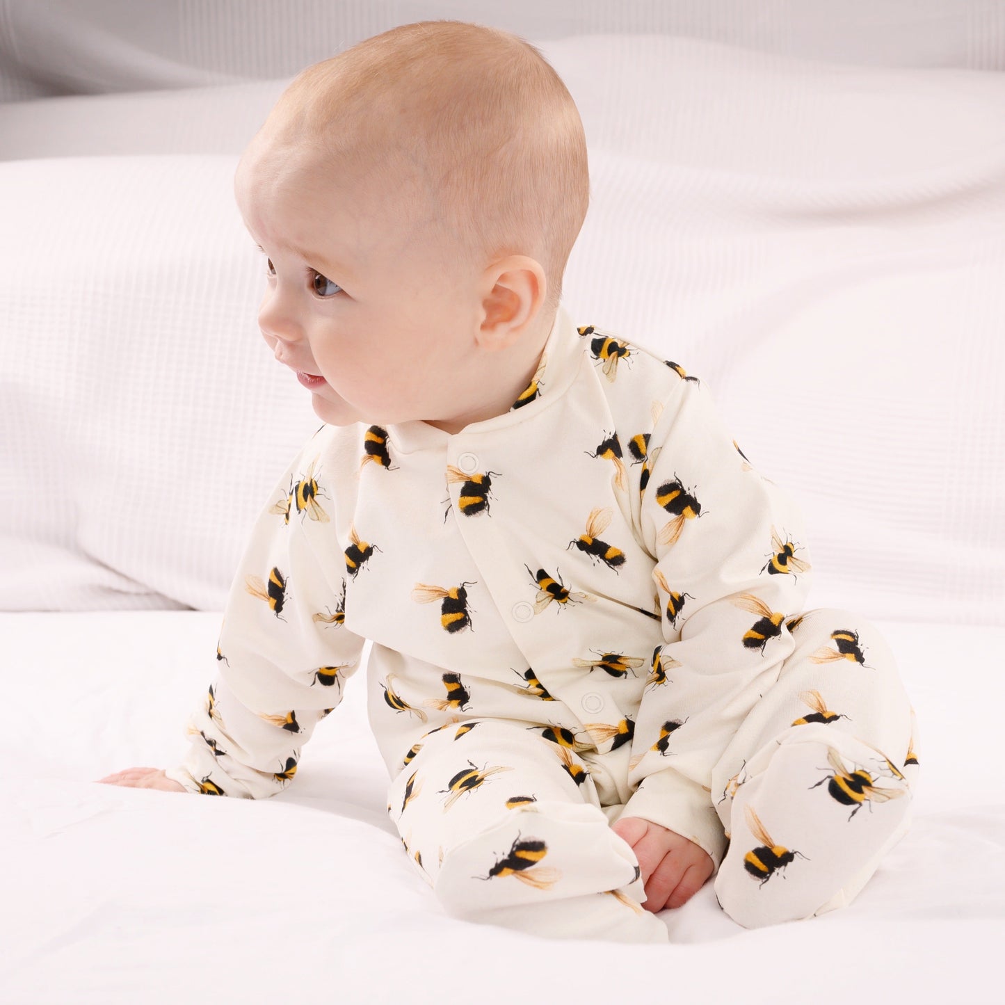 Bee Print Cotton Sleepsuit