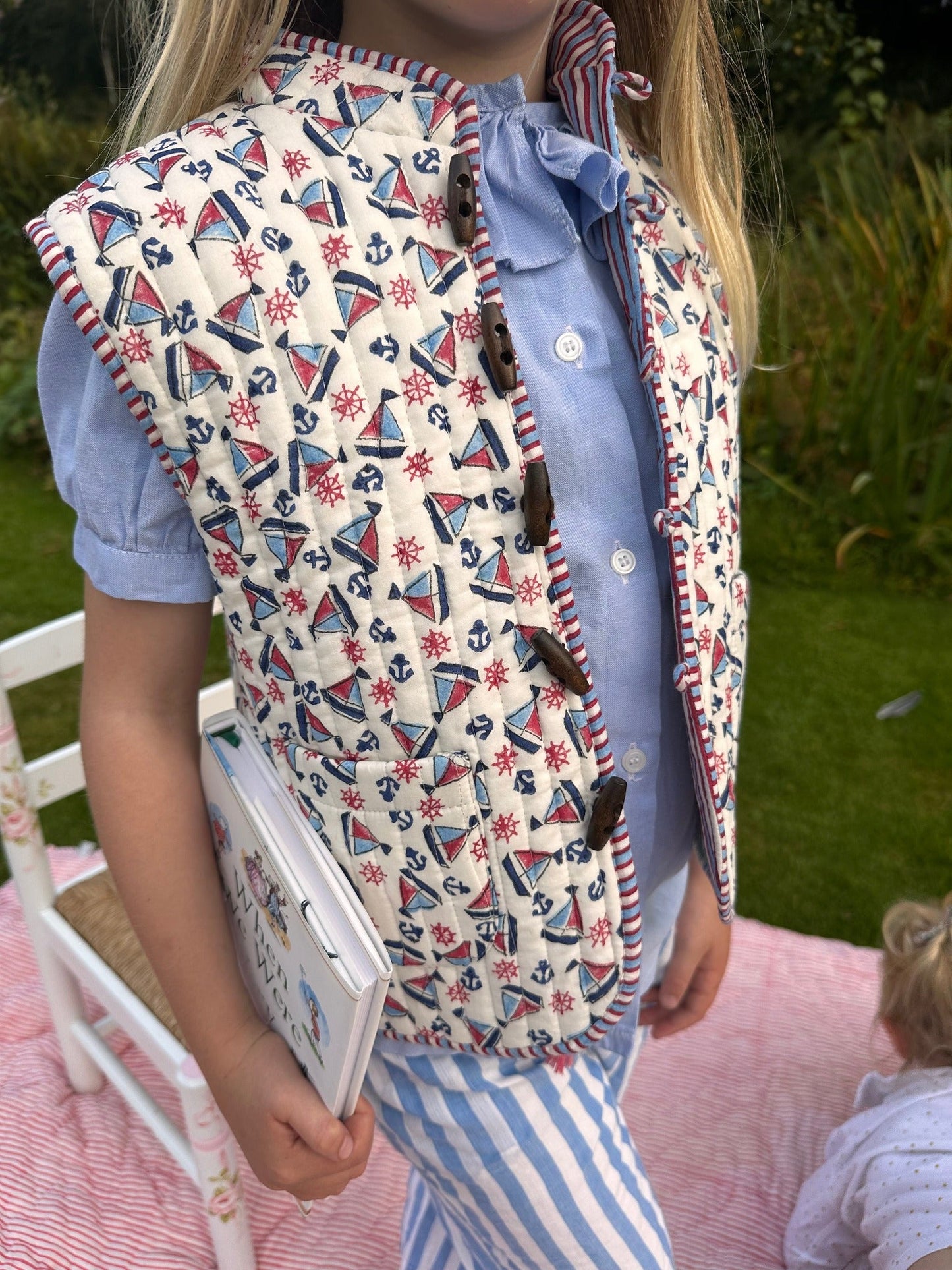 Jolly Sailboats Reversible Quilted Gilet