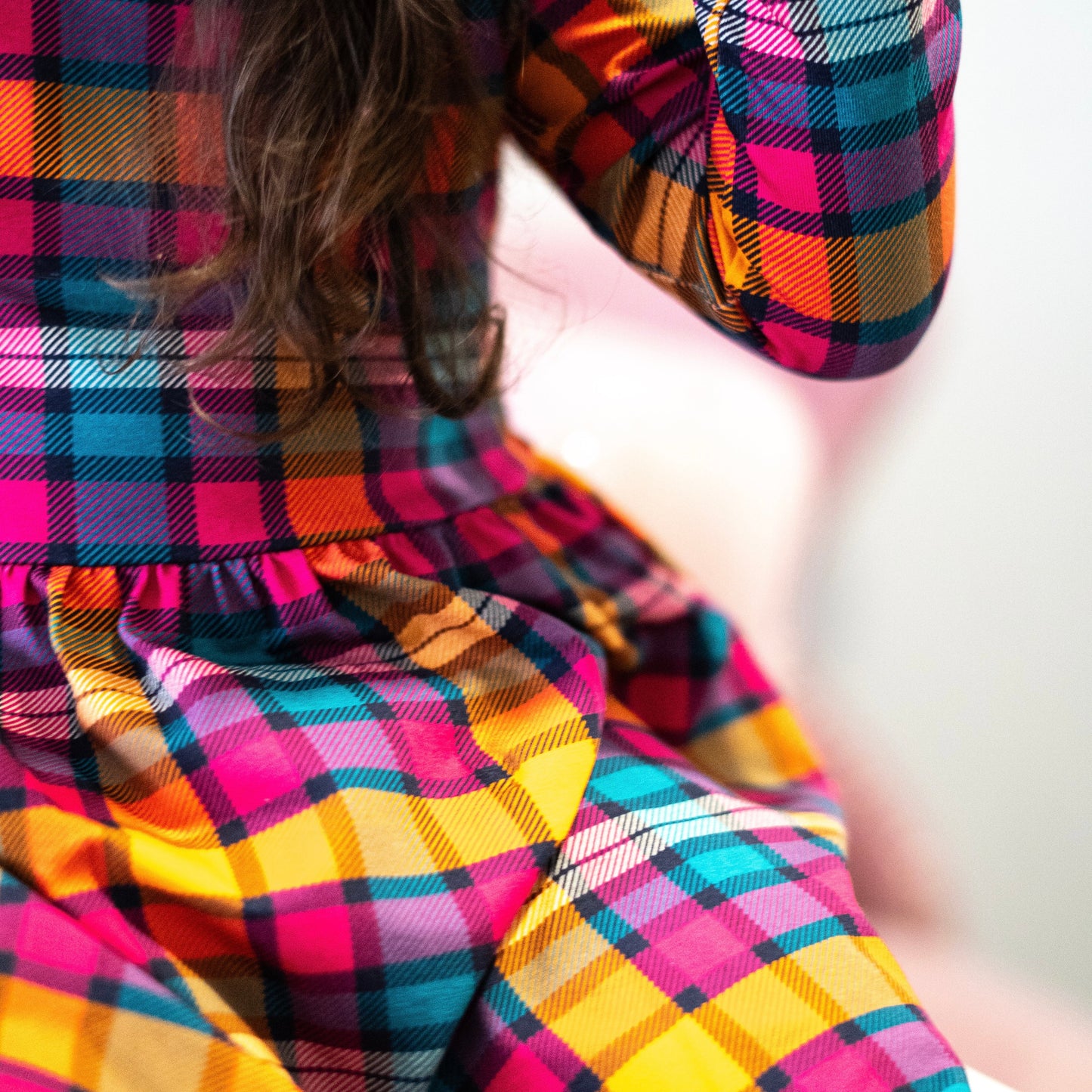 Sunset Tartan Long Sleeve Dress