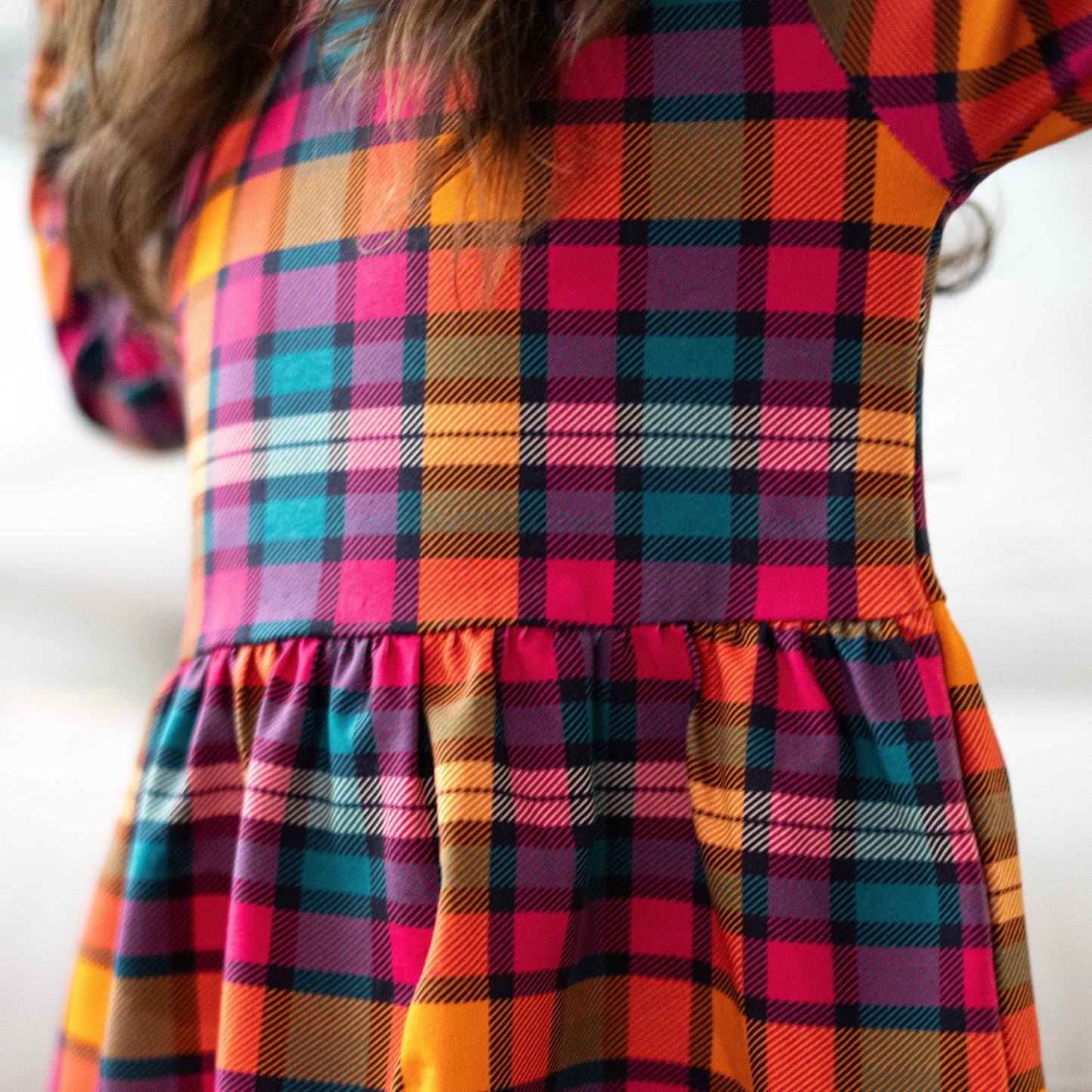 Sunset Tartan Long Sleeve Dress