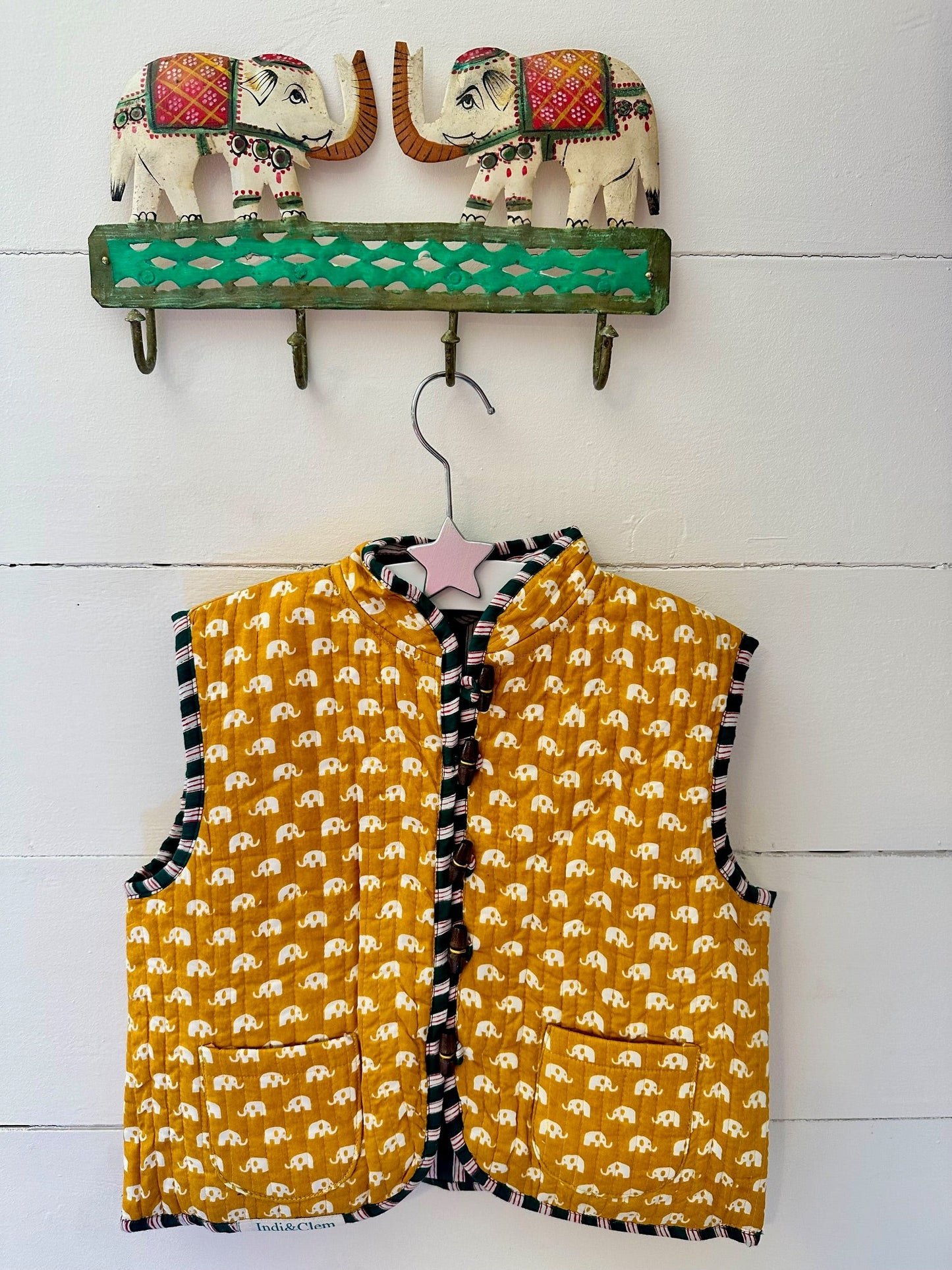 ELLIE Print Gilet MUSTARD/GREEN STRIPE