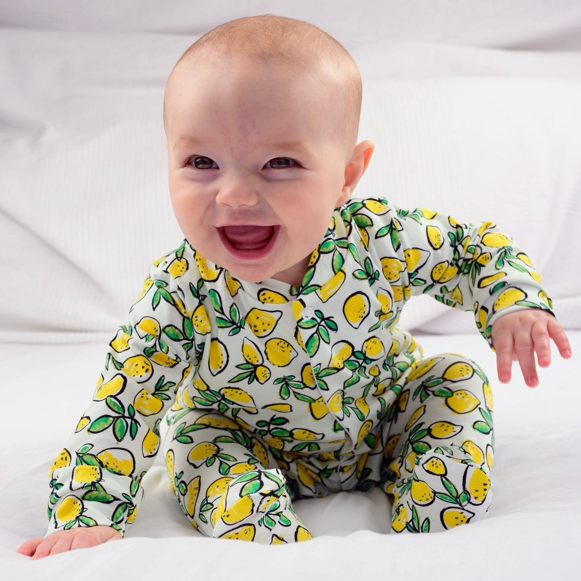 Sicilian Lemon Print Cotton Sleepsuit