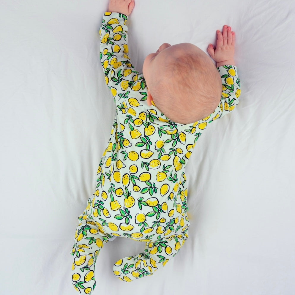 Sicilian Lemon Print Cotton Sleepsuit