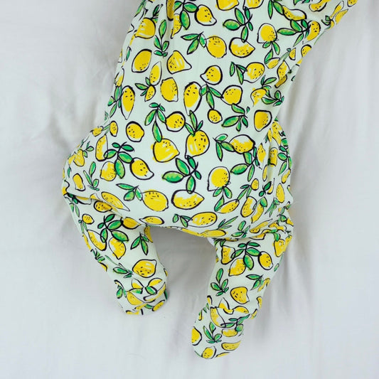 Sicilian Lemon Print Cotton Sleepsuit