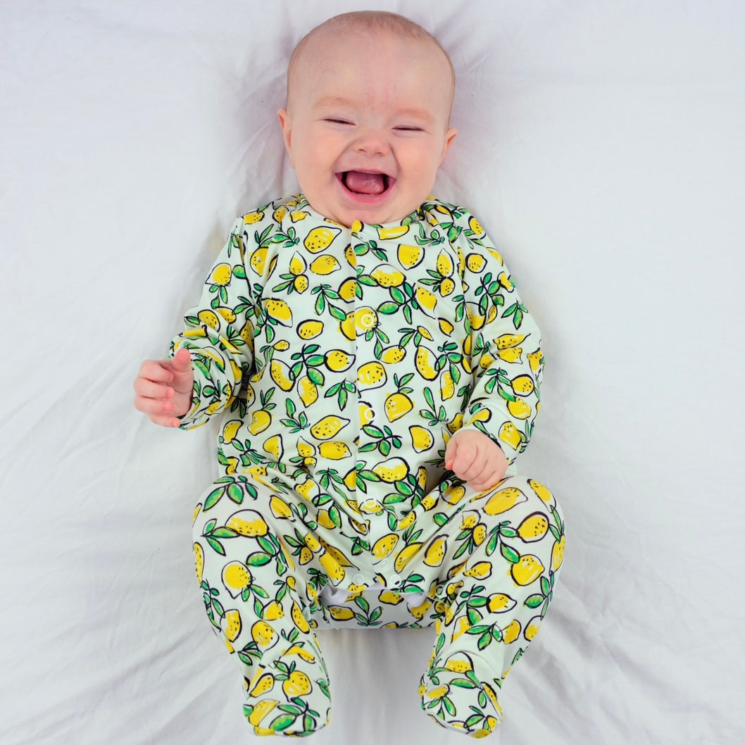 Sicilian Lemon Print Cotton Sleepsuit