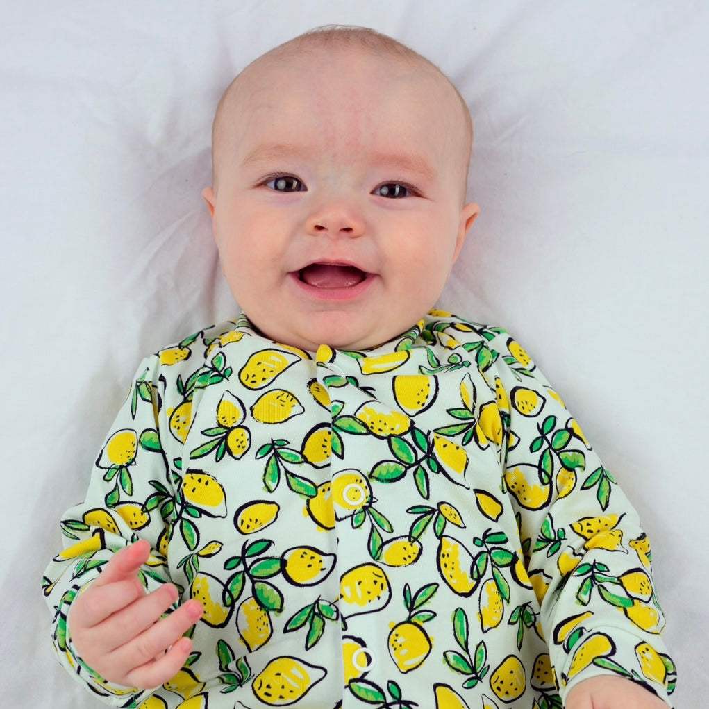 Sicilian Lemon Print Cotton Sleepsuit