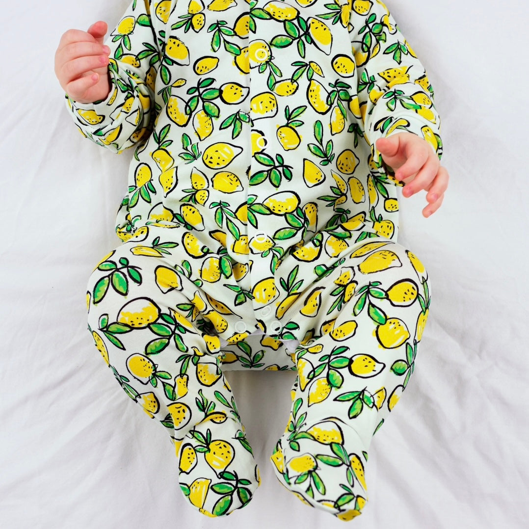 Sicilian Lemon Print Cotton Sleepsuit