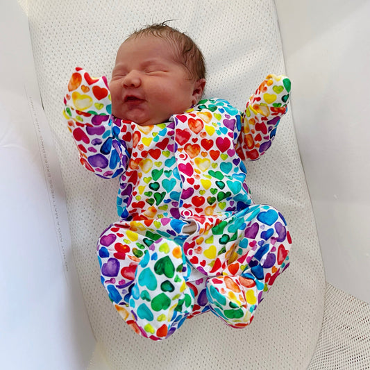 Rainbow Heart Cotton Sleepsuit