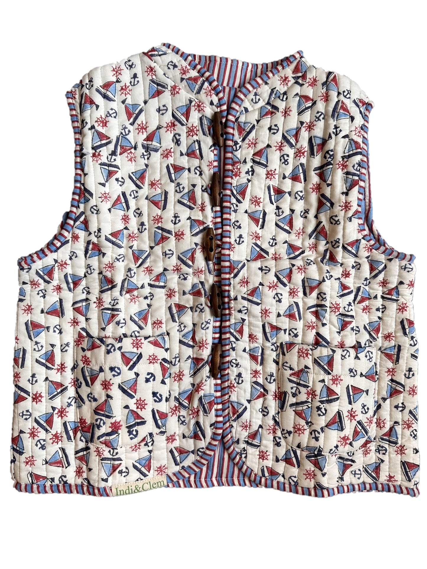 Jolly Sailboats Reversible Quilted Gilet