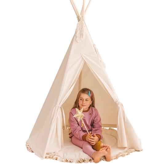 MINICAMP Kids' Play Tent in Plain Style With Macramé Feather