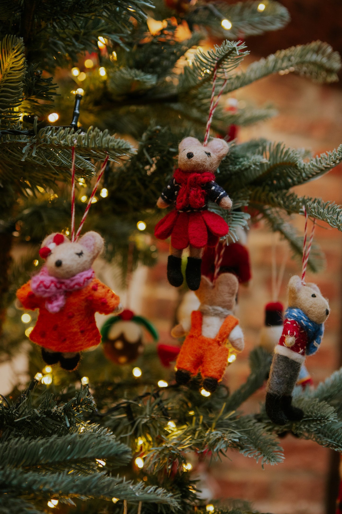 Christmas Mouse Family Decorations - Set of 4