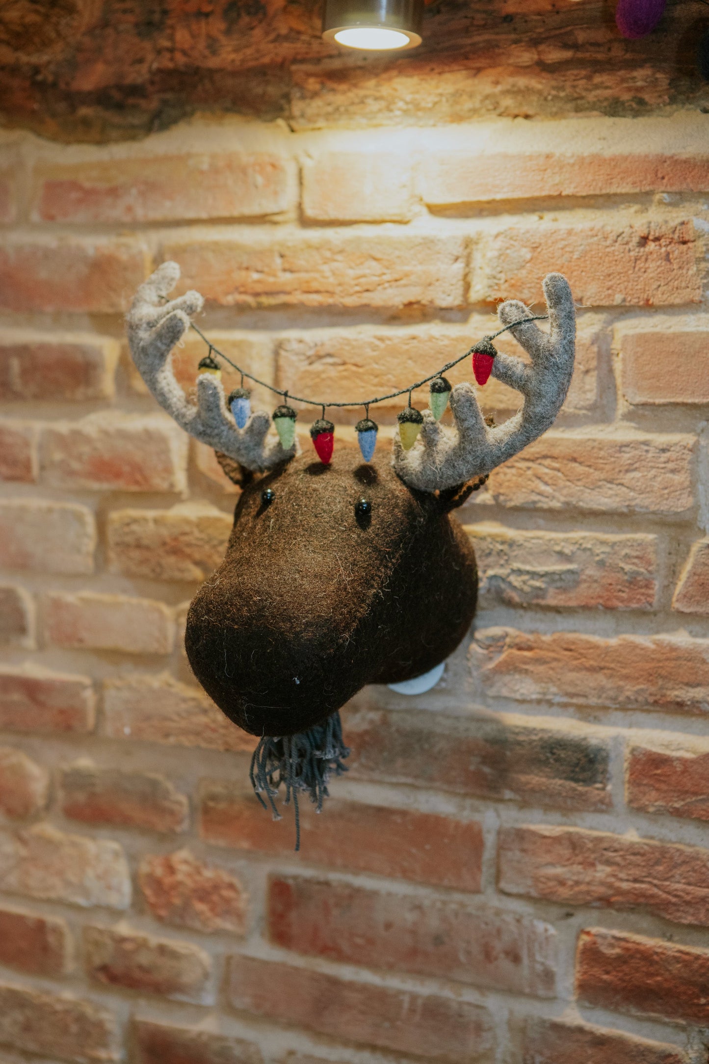 Moose Head With Christmas Fairy Lights - Mini