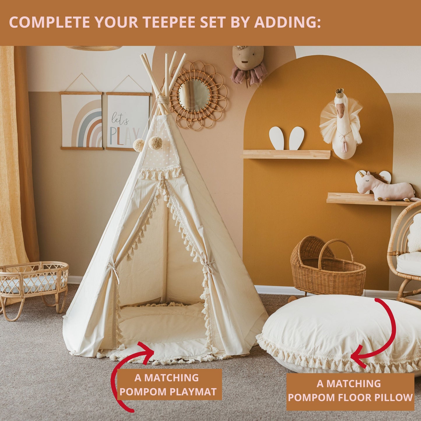 MINICAMP Boho Kids Teepee With Tassels