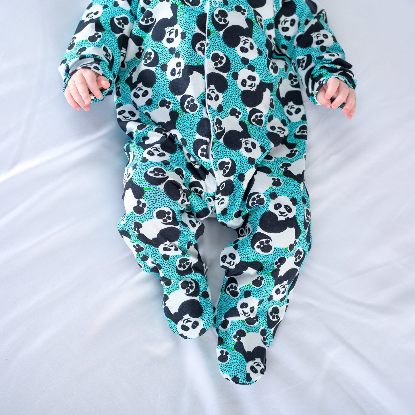 Blue Panda Cotton Sleepsuit