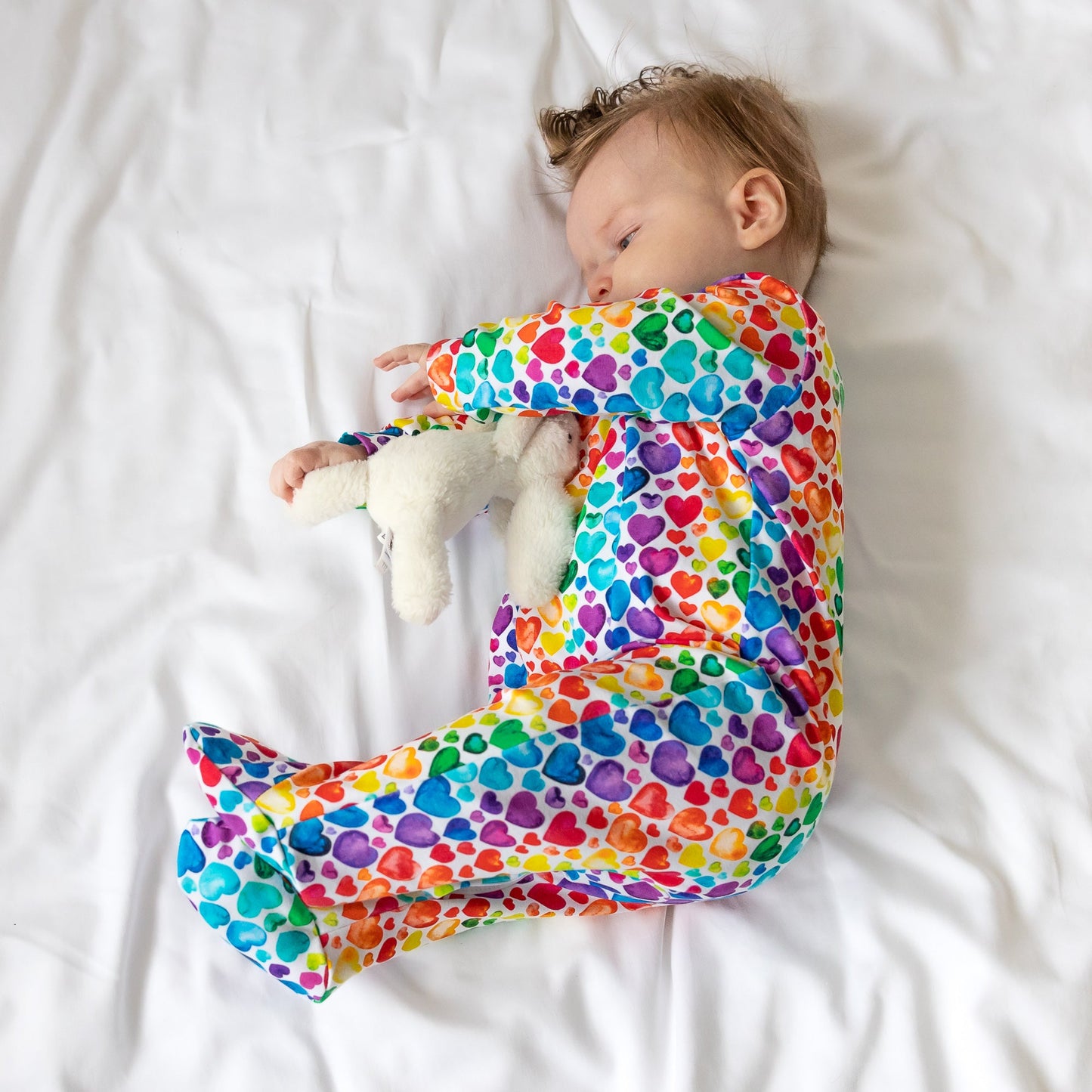 Rainbow Heart Cotton Sleepsuit