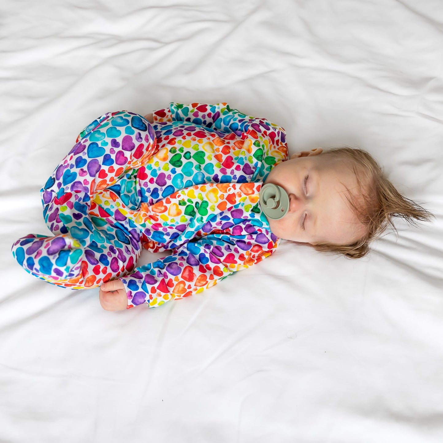 Rainbow Heart Cotton Sleepsuit