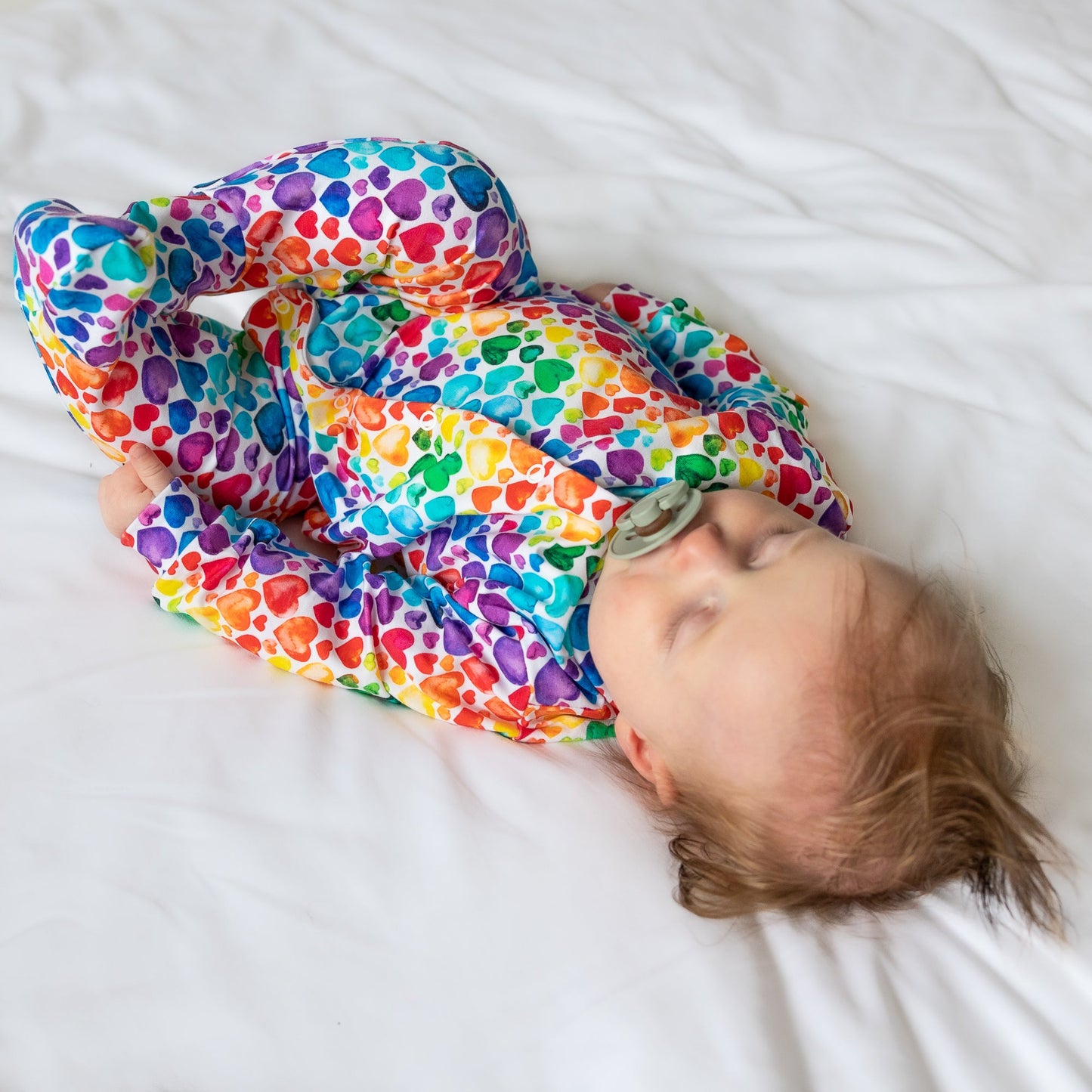 Rainbow Heart Cotton Sleepsuit