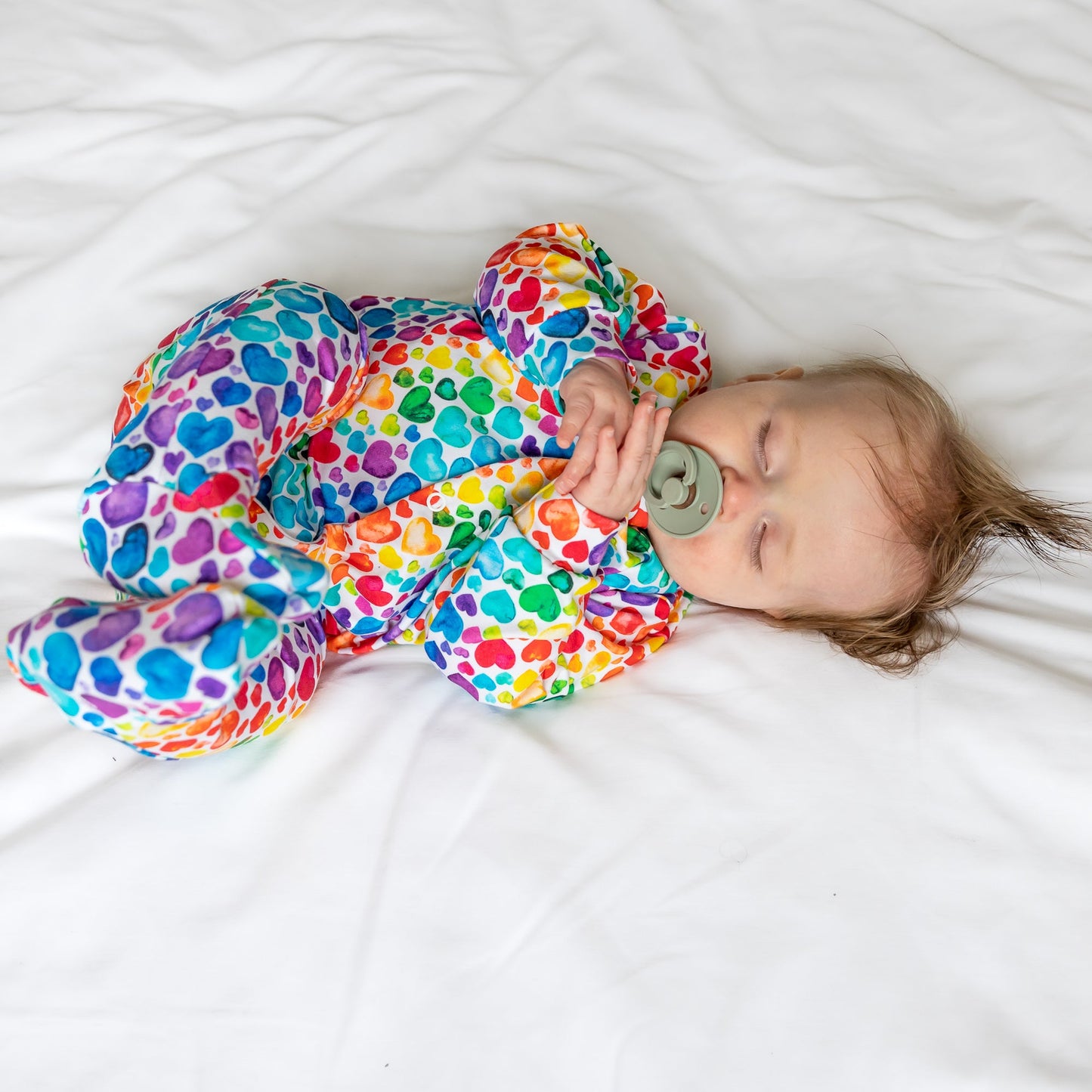 Rainbow Heart Cotton Sleepsuit