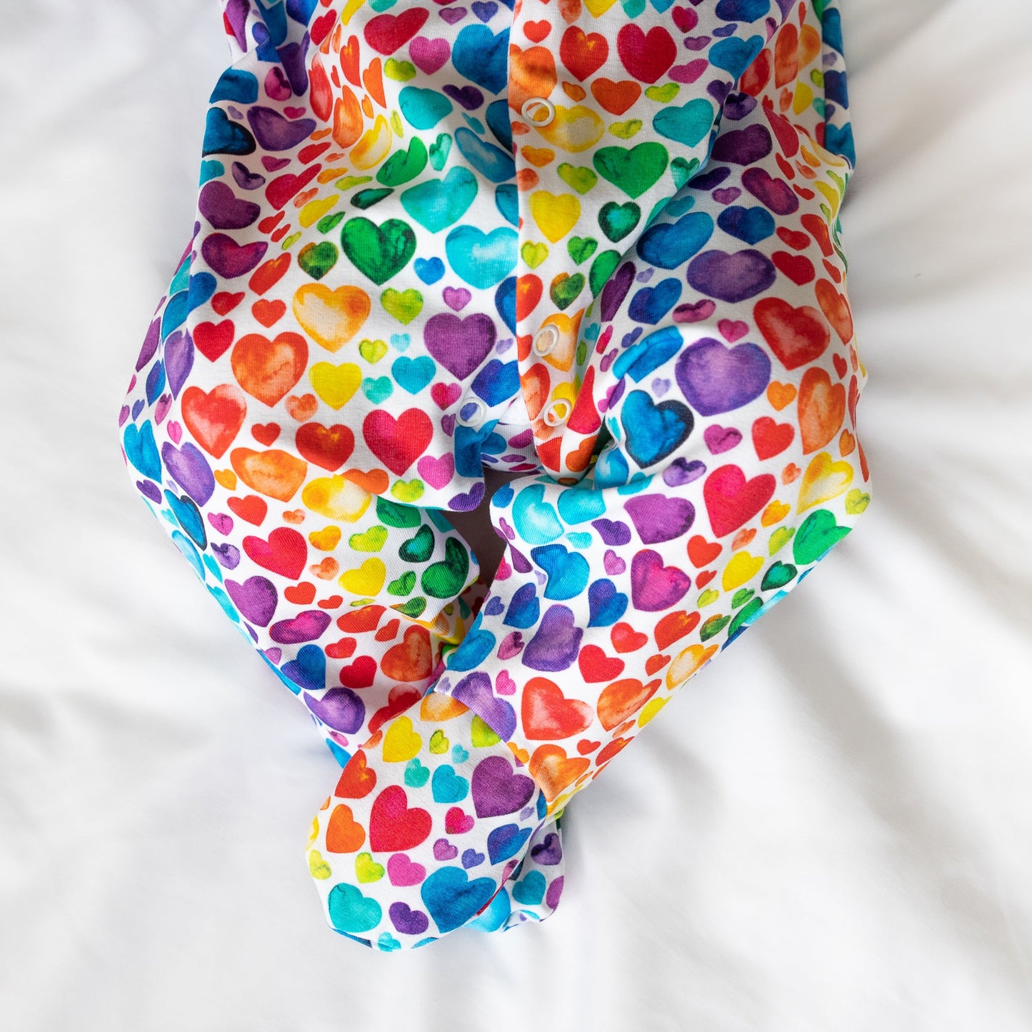 Rainbow Heart Cotton Sleepsuit