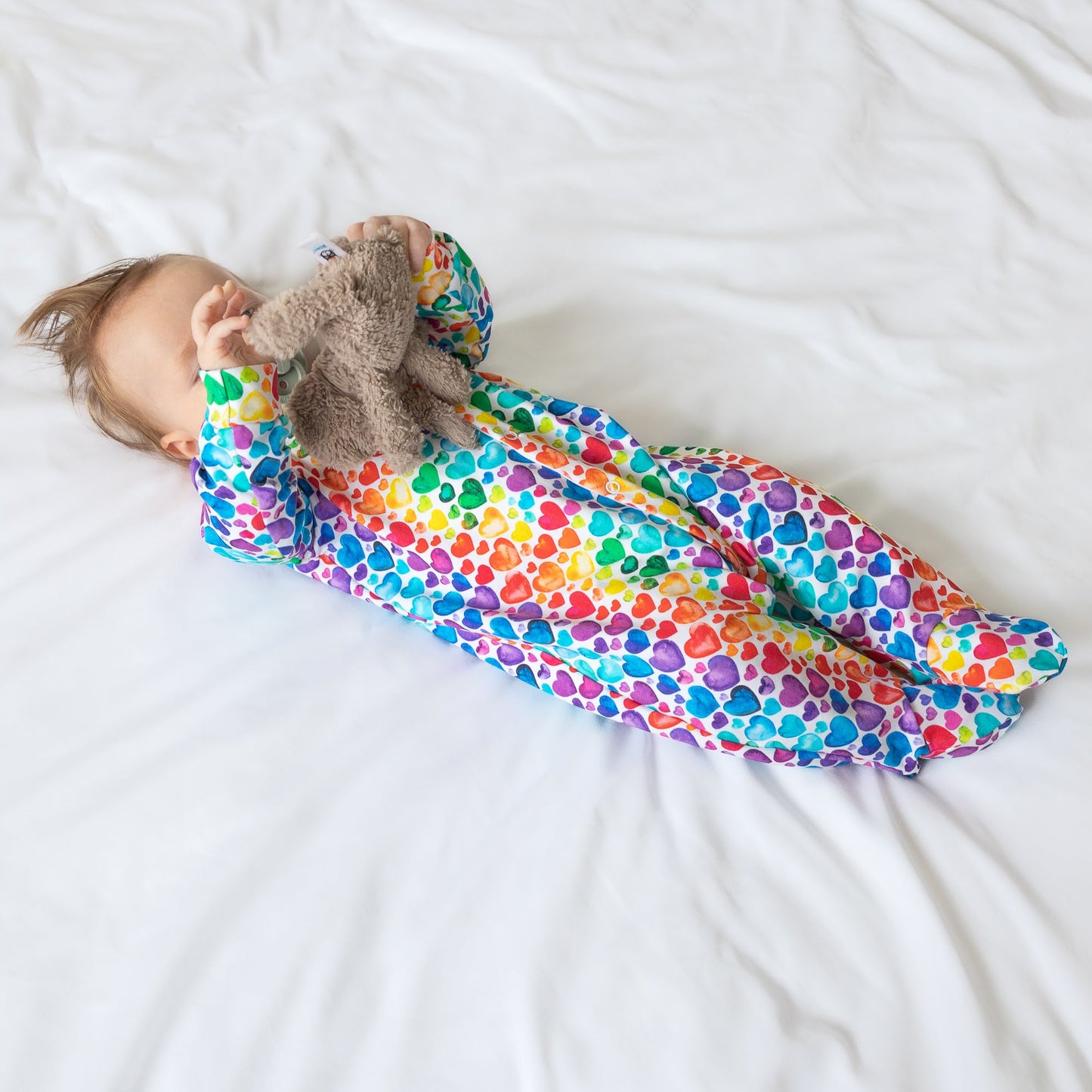 Rainbow Heart Cotton Sleepsuit