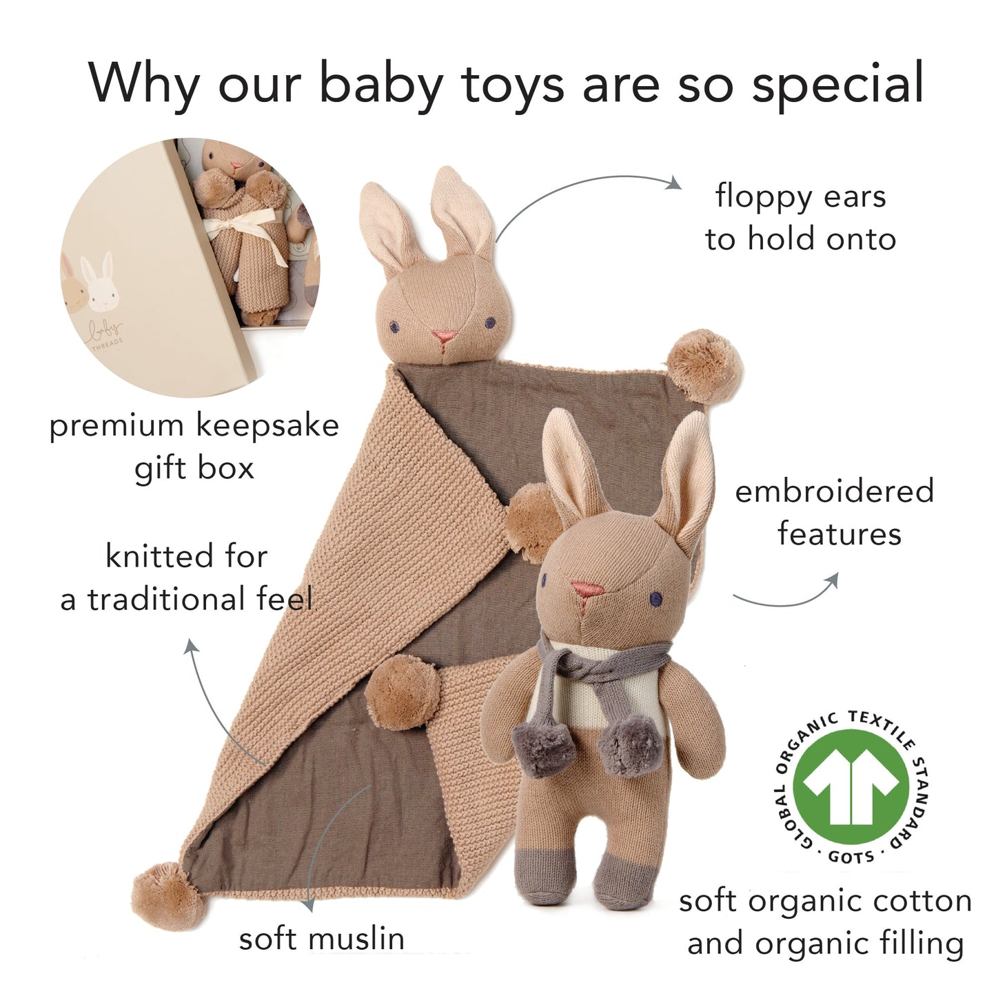 Baby Threads Taupe Bunny Gift Set