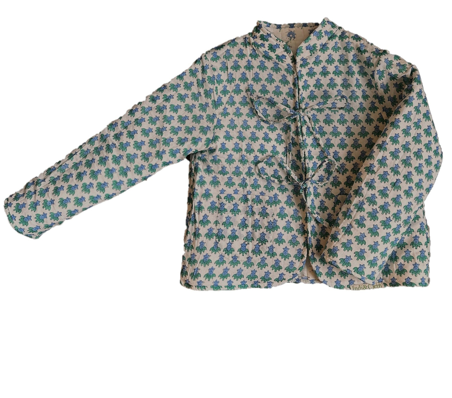 Blue Blooms Reversible Quilted Jacket