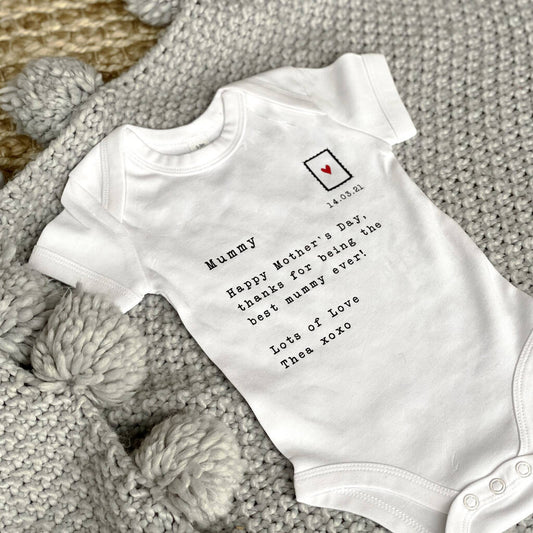 A Letter To Personalised Babygrow, Beige/Black - Baby & Toddler Clothing - The Present King