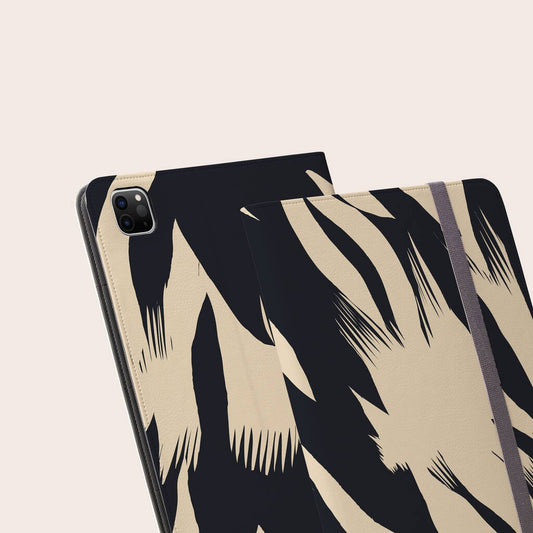 Abstract Monochrome Vegan Leather iPad Pro Folio Case, Black/White - Electronics - The Present King