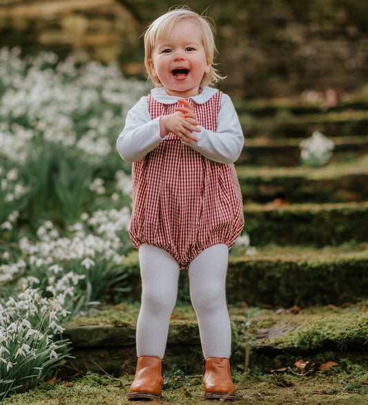 Ada Red Gingham Pleated Romper, Red - Baby & Toddler Clothing - The Present King