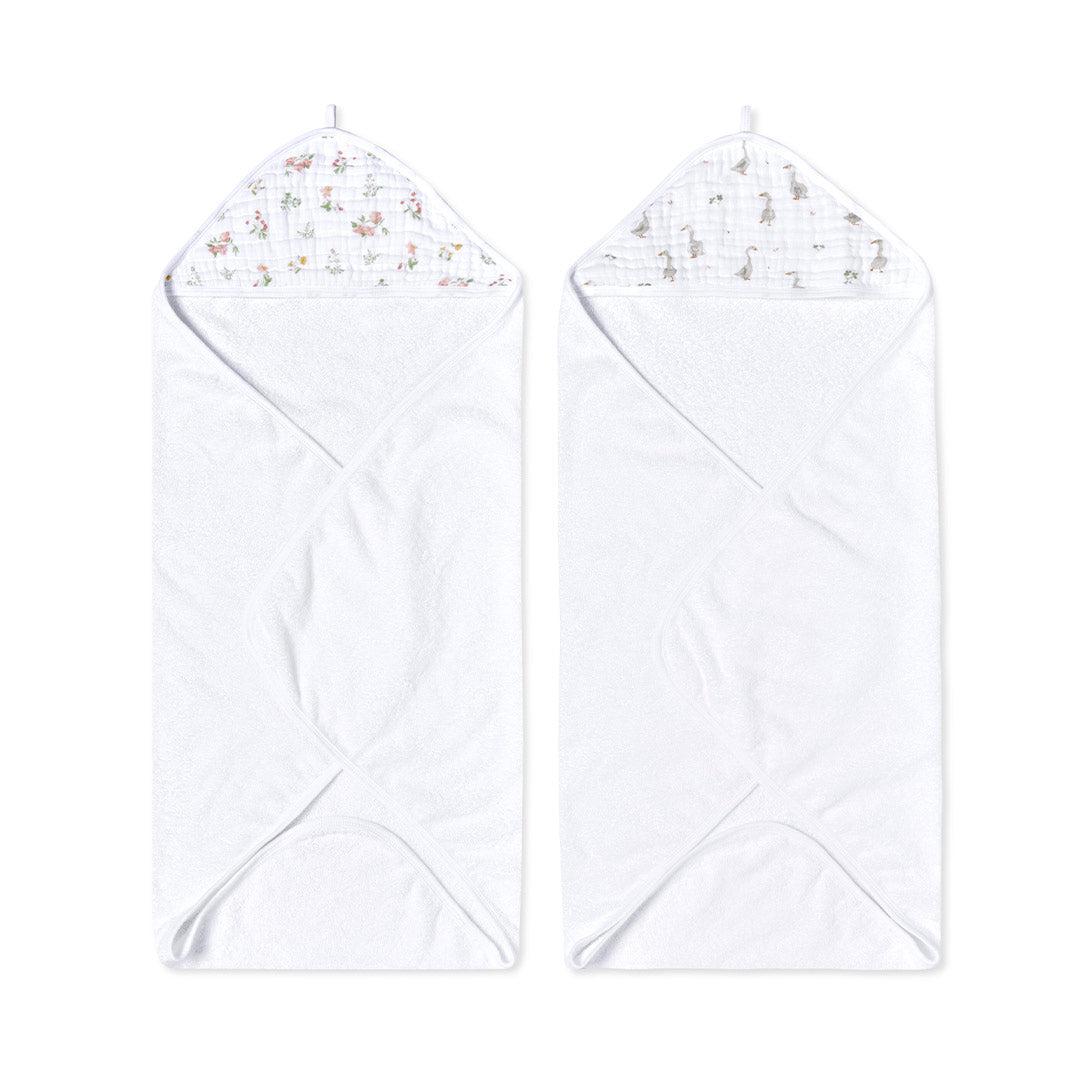 aden + anais Essentials Hooded Towel - 2 Pack - Country Floral - Country Floral - Baby & Toddler > Baby Bathing - The Present King