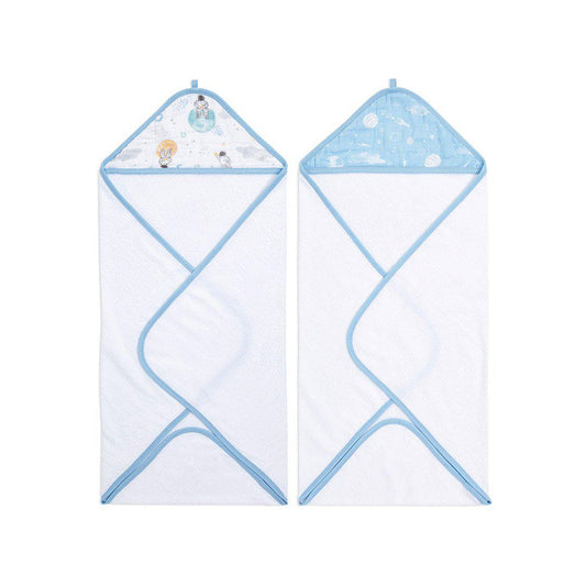 aden + anais Essentials Hooded Towel - Space Explorers - 2 Pack - Space Explorers - Baby & Toddler > Baby Bathing - The Present King