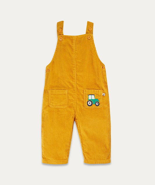 Adley Cord Dungarees - Gold/Tractor - Baby & Toddler Clothing - The Present King