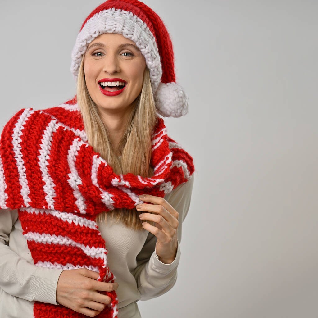 Adult Candy Cane Scarf Knitting Kit - Toys & Games - The Present King