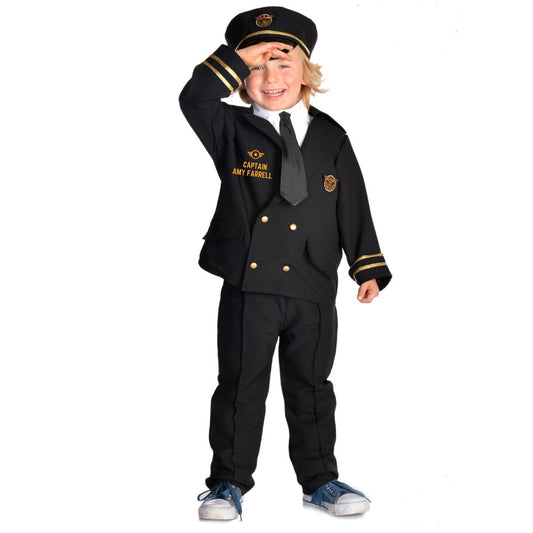 Airline Pilot Costume Personalised, Black - Toys & Games - The Present King