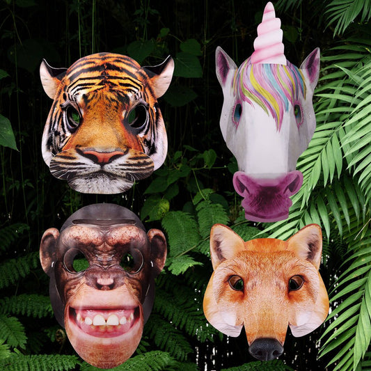 Animal Masks 3D Incl Tiger, Unicorn, Fox And Chimpanzee - Toys & Games - The Present King