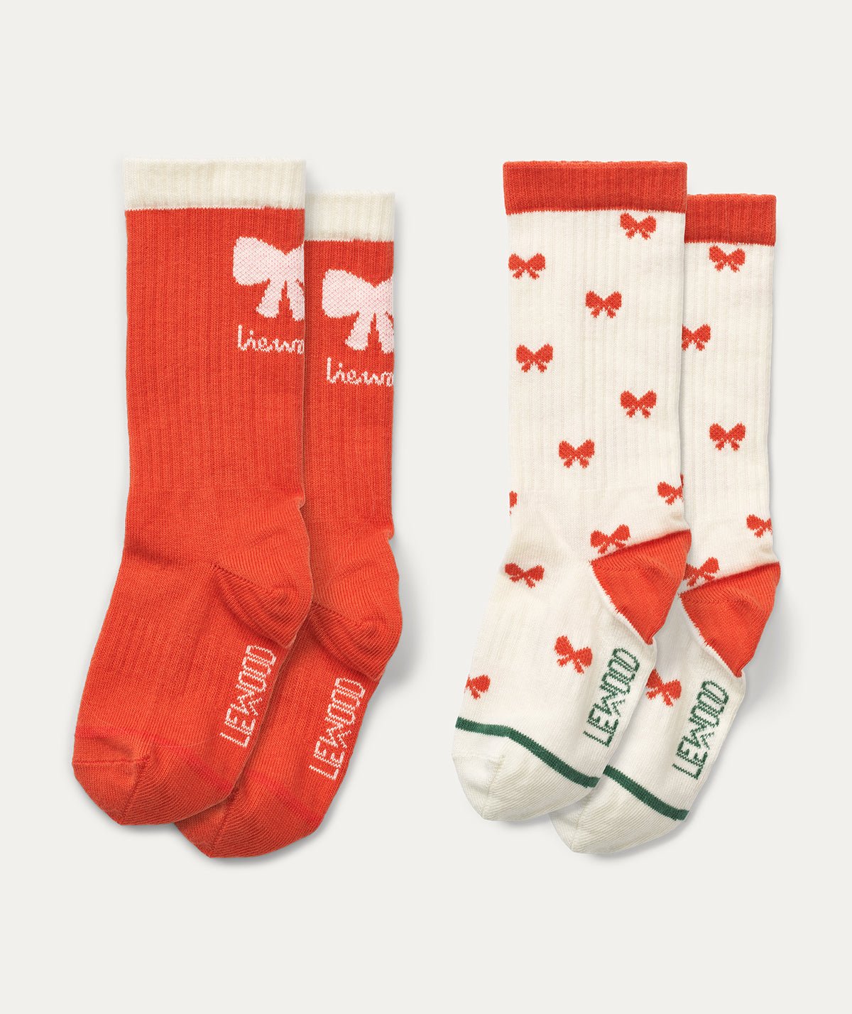 Annette Socks 2 Pack - Holiday bow apple red / Sandy mix - Clothing & Accessories - The Present King