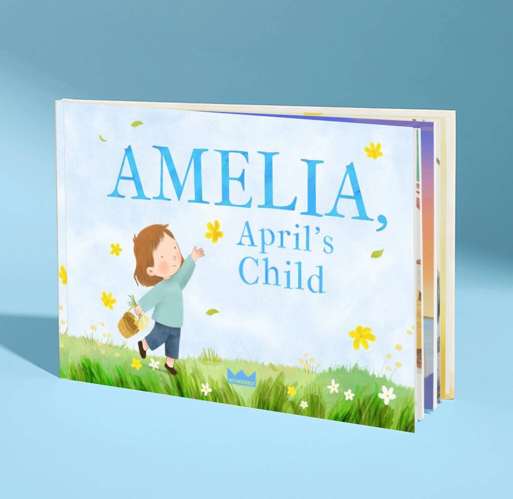 April's Child Personalised Gift Book April Birthday, Blue - Toys & Games - The Present King