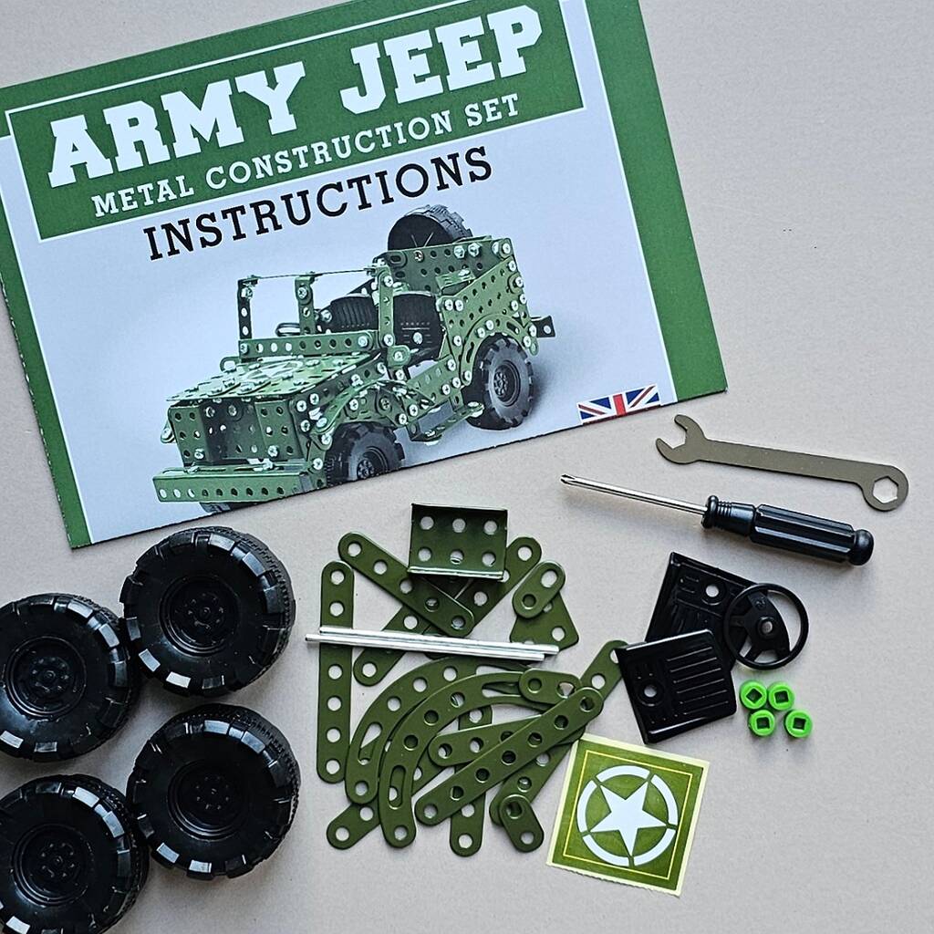 Army Jeep Metal Construction Set, Green - Toys & Games - The Present King