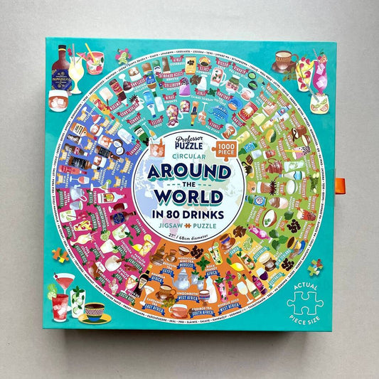 Around The World In 80 Drinks 1000 Piece Jigsaw Puzzle, Blue - Toys & Games - The Present King