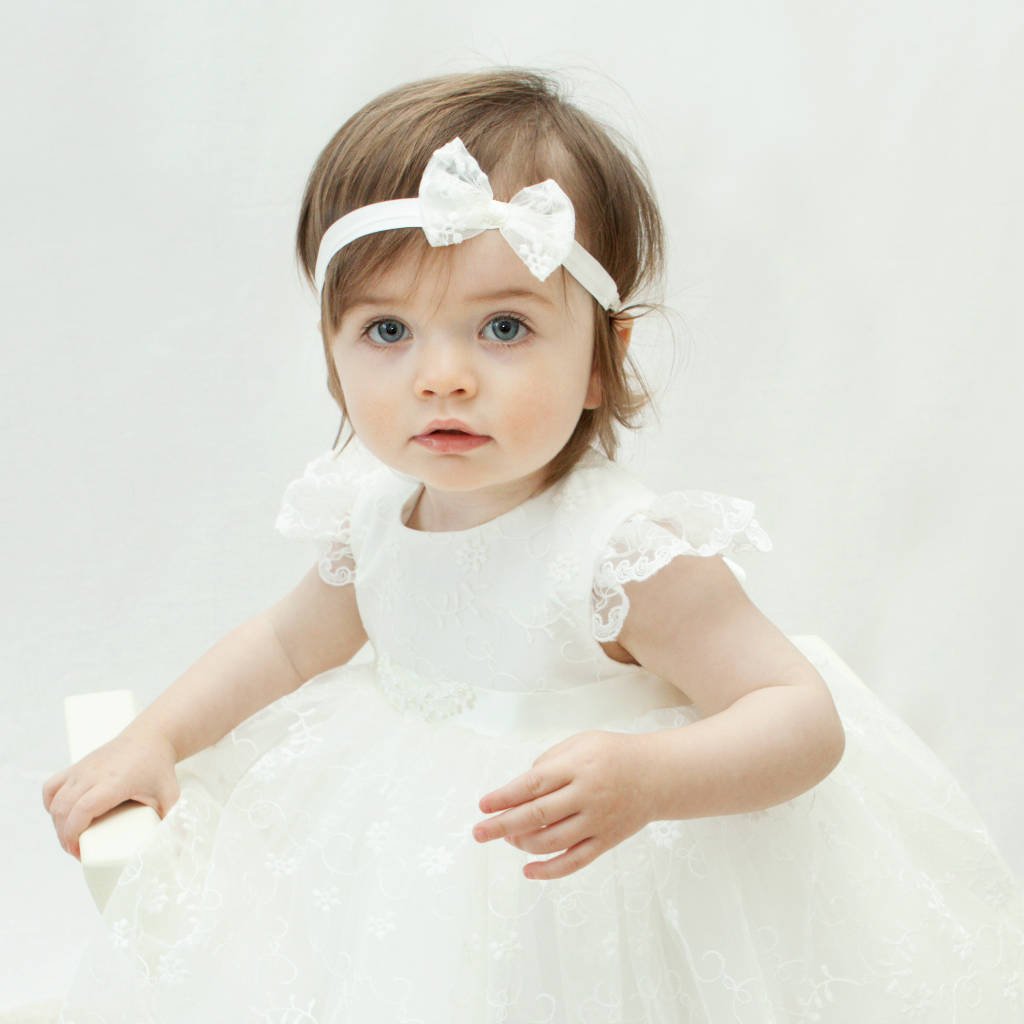 Ava Personalised Lace Christening Gown, Ivory - Clothing & Accessories > Clothing > Outerwear > Coats & Jackets - The Present King