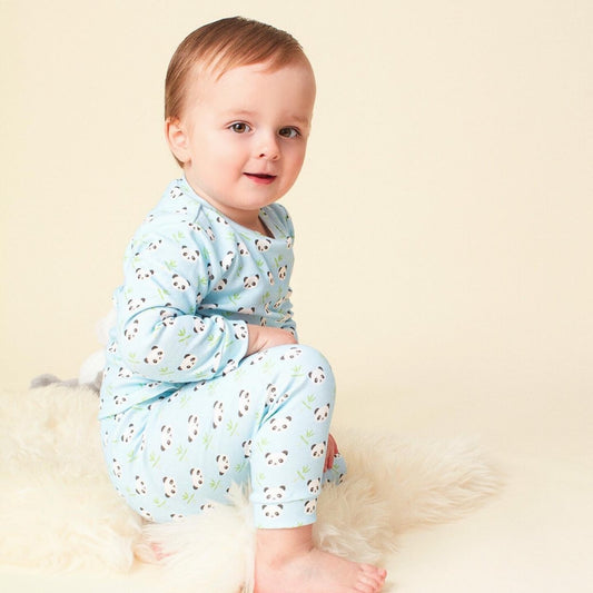 Baby And Children's Blue Panda Print Cuffed Pyjamas, Blue - Baby & Toddler Sleepwear - The Present King