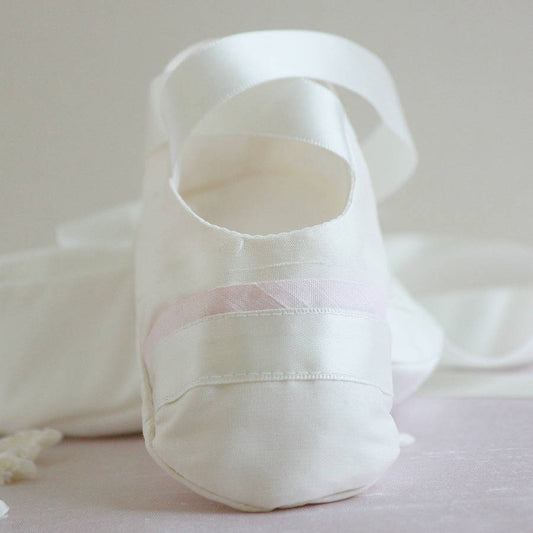 Baby Ballet Slippers With Silk Trim, Ivory/White - Clothing & Accessories - The Present King