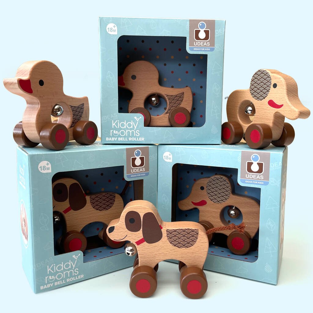 Baby Bell Rollers Set Of Three: Dog + Duck + Elephant - Toys & Games - The Present King