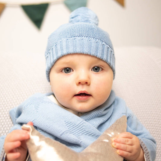 Baby Bobble Hat, Blue/Cream/Grey/Pink - Baby & Toddler Clothing Accessories - The Present King