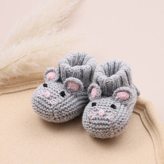 Baby Cashmere Mouse Booties, Grey - Clothing & Accessories - The Present King